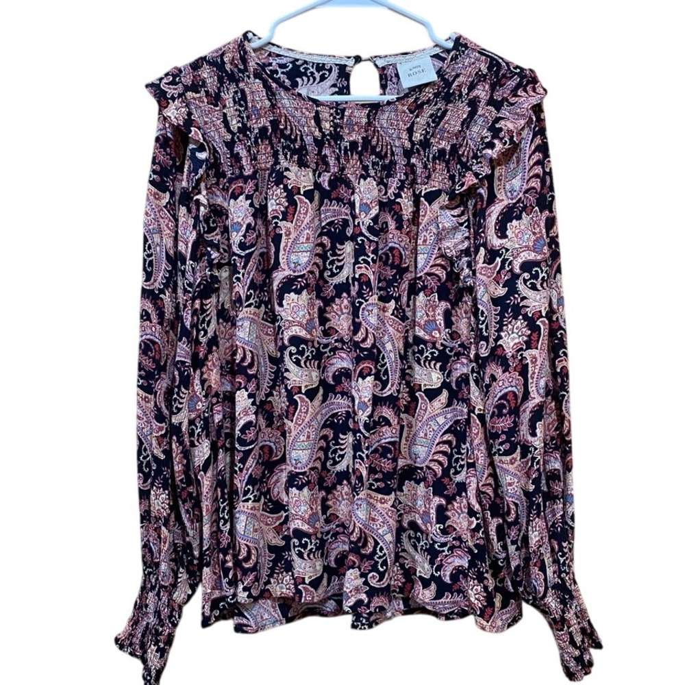 Knox Rose Paisley Blouse in Navy, Pink, Cream